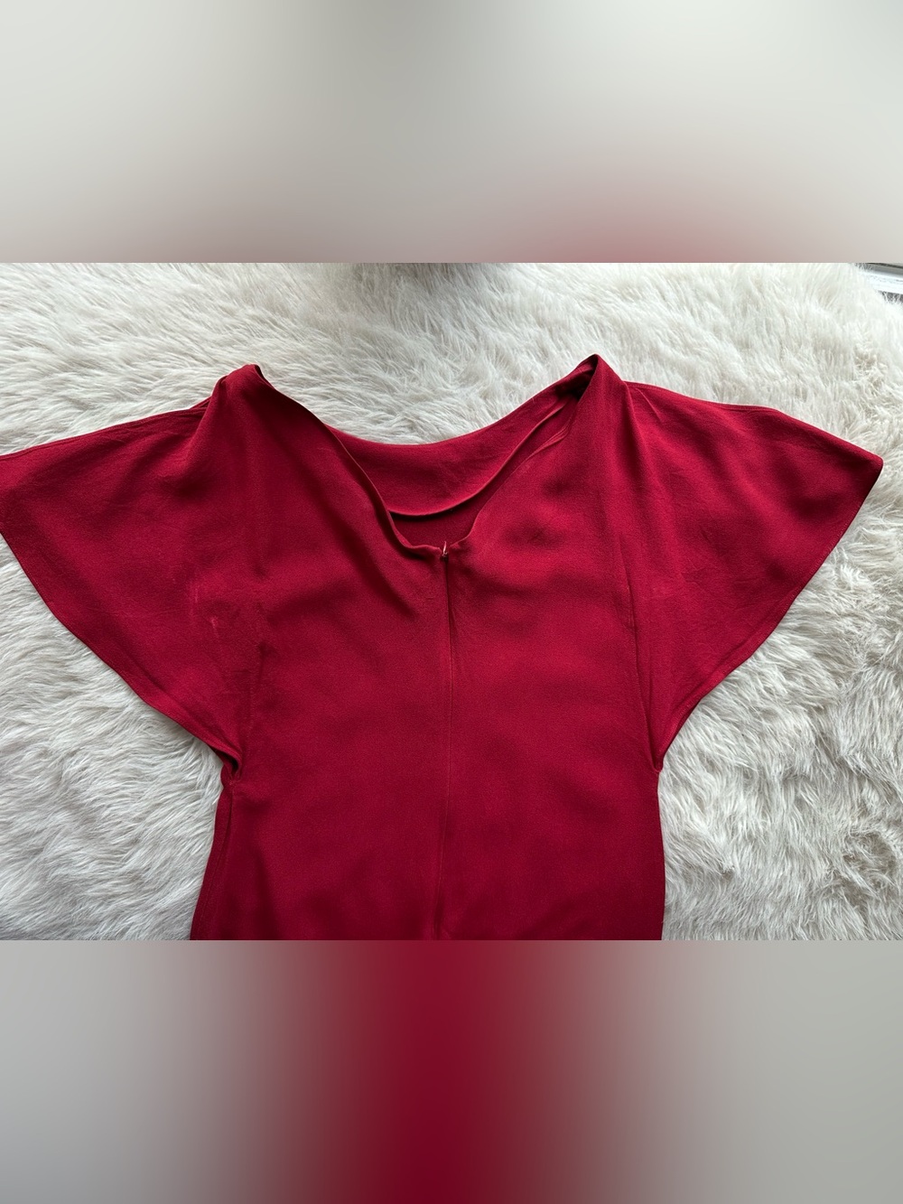 Theory Andzelika Rosina Crepe Red Flutter-Sleeve Mini Dress size 0 - Picture 5 of 16